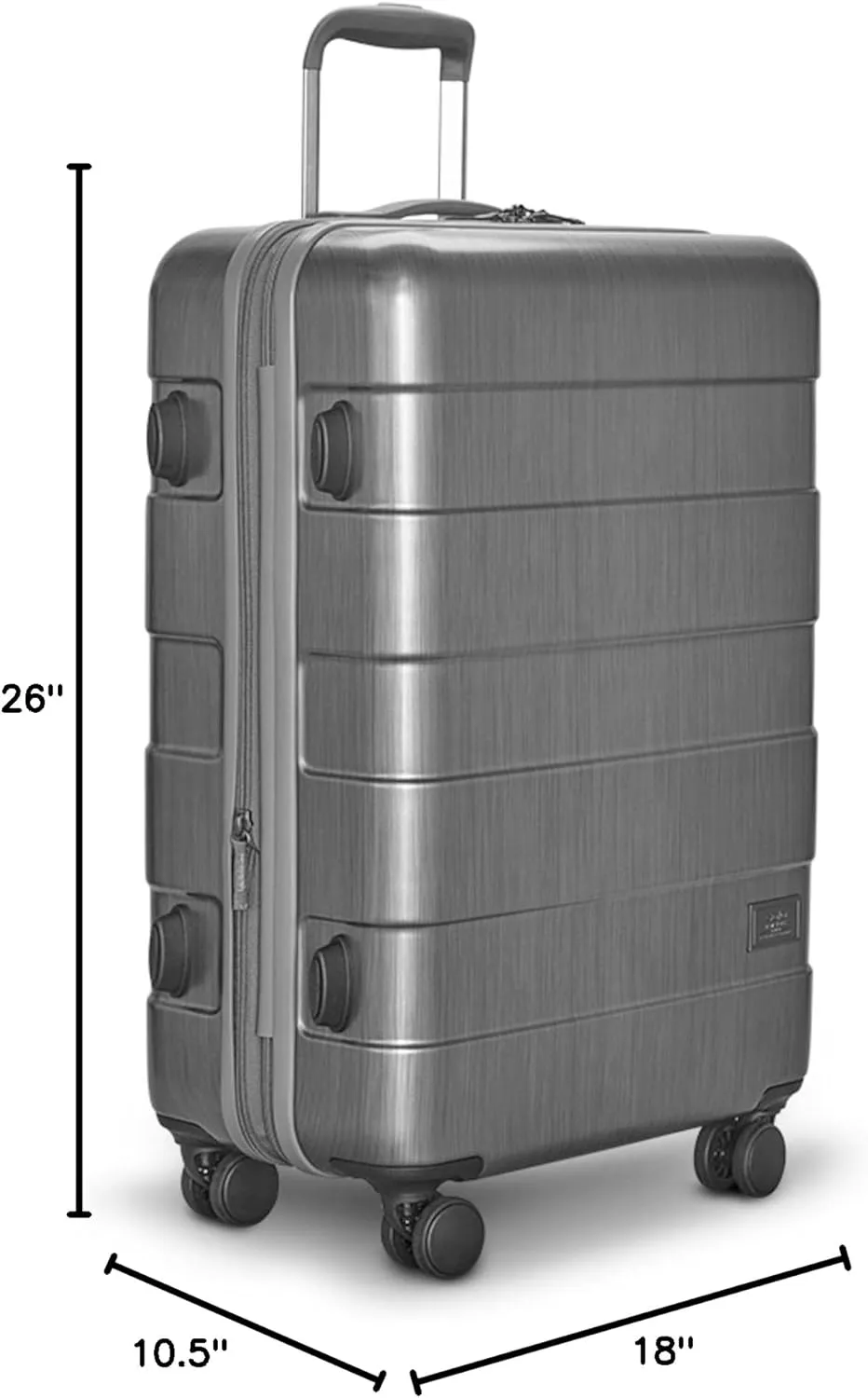 Solo New York 26" Check In Spinner - Checked Luggage for Travel, Suitcase with Wheels, Hardside Rolling Bag for Men & Women, Expandable Body, Lightweight, Interior Compression Straps - Re:Serve, Gray