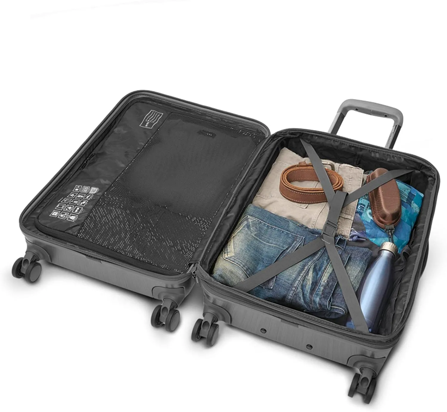 Solo New York 26" Check In Spinner - Checked Luggage for Travel, Suitcase with Wheels, Hardside Rolling Bag for Men & Women, Expandable Body, Lightweight, Interior Compression Straps - Re:Serve, Gray