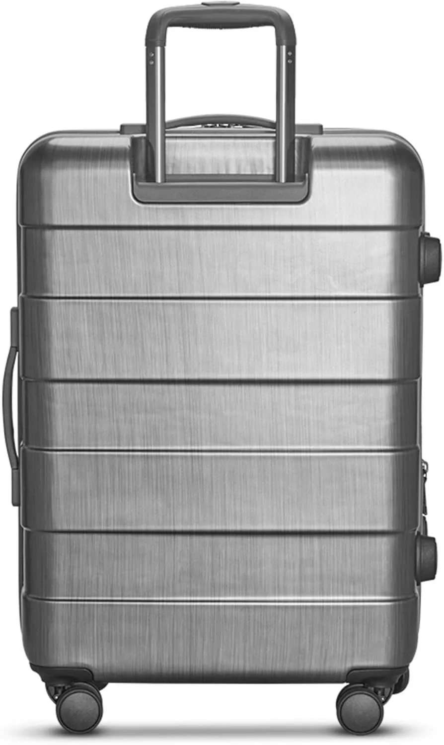 Solo New York 26" Check In Spinner - Checked Luggage for Travel, Suitcase with Wheels, Hardside Rolling Bag for Men & Women, Expandable Body, Lightweight, Interior Compression Straps - Re:Serve, Gray