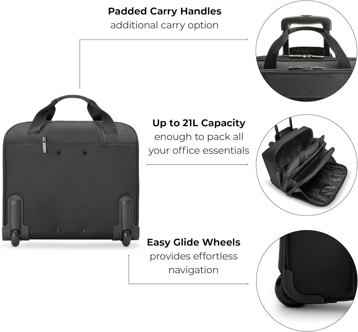 Solo New York Rolling Case with Wheels - Roller Laptop Bag, Wheeled Briefcase for Women & Men, Carry On Size for Travel, Fits 17.3" Computer - Bryant, Grey