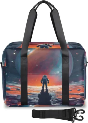 Space Astronaut Meteorite Womens Travel Bags, Weekender Carry on for Women, Sports Gym Bag, Workout Duffel bag, Overnight Shoulder Bag
