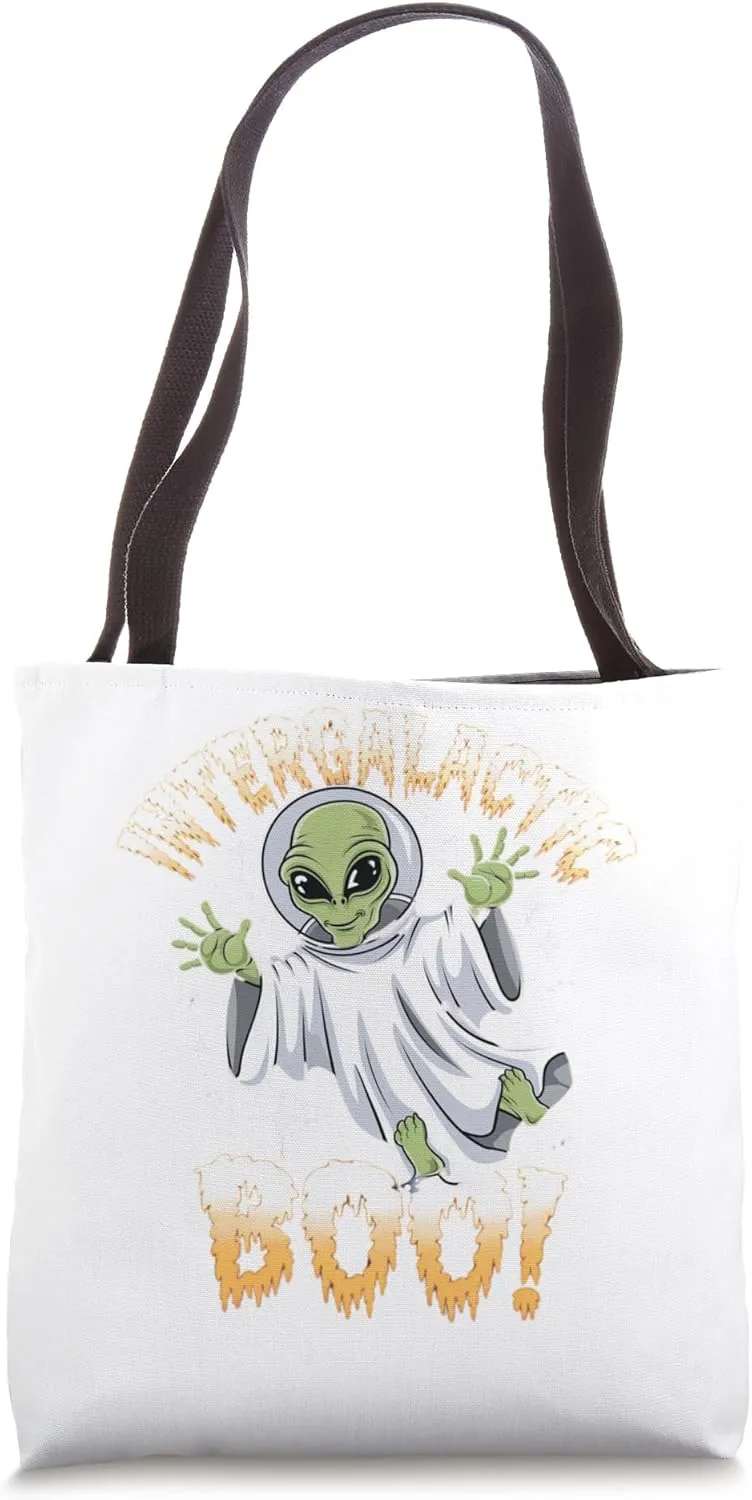 Space Intergalactic Boo Halloween Alien Ghost Graphic Tote Bag