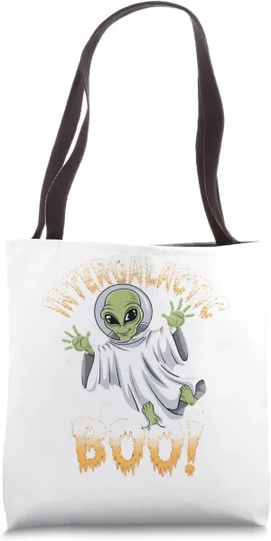 Space Intergalactic Boo Halloween Alien Ghost Graphic Tote Bag