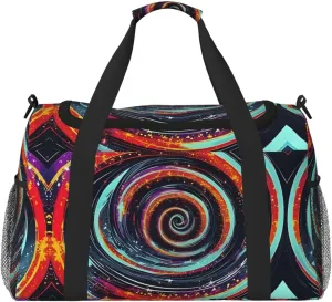 Space Spiral Cosmic Travel Tote Bag – Large Reusable Shopping Bag, Vacation Tote, Sports Duffel Bag with Adjustable Crossbody Strap
