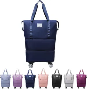 Sparkhomez Travel Bag with Wheels, 2025 New Large Capacity Travel Bags, Travel Bag with Wheel Carry on Flight Approved, Wheel-Equipped (dark blue)