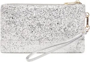 Sparkling Evening Clutch Silver Bride Purse for Wedding Bling Clutch Handbag for Party
