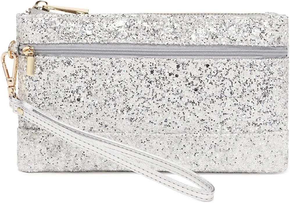 Sparkling Evening Clutch Silver Bride Purse for Wedding Bling Clutch Handbag for Party
