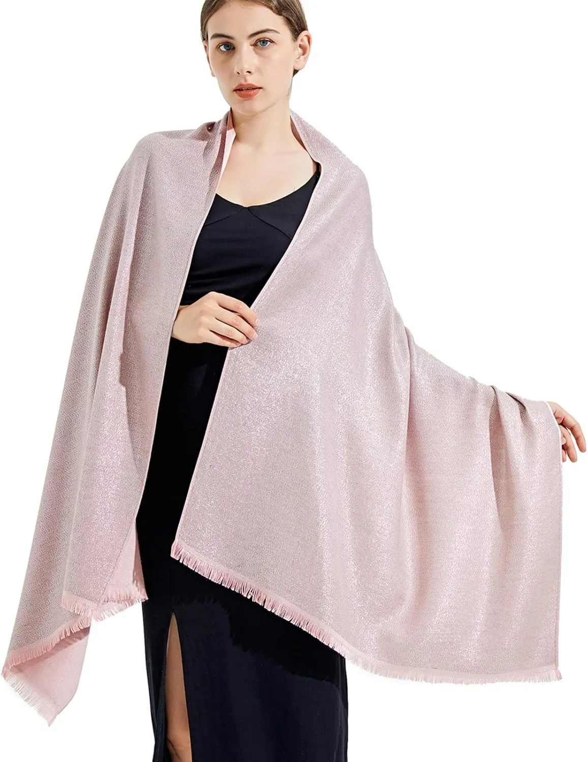 Sparkling Metallic Pashmina Shawl Wraps Scarf for Evening Party Bridal Wedding Formal Dresses