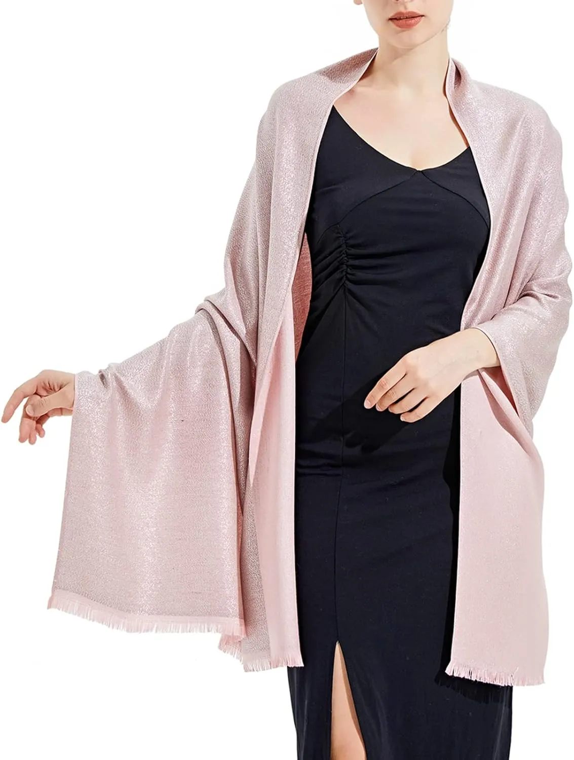 Sparkling Metallic Pashmina Shawl Wraps Scarf for Evening Party Bridal Wedding Formal Dresses