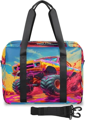 Spitting Liquid Monster Truck Womens Travel Bags, Weekender Carry on for Women, Sports Gym Bag, Workout Duffel bag, Overnight Shoulder Bag