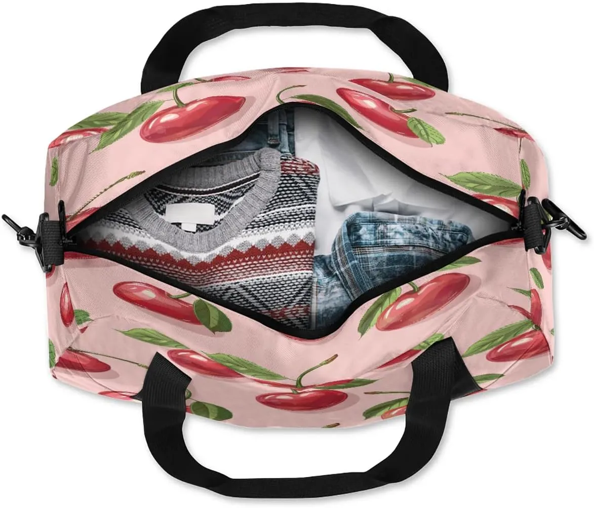Sport Duffel Bag Cherry Theme Kids Gym Bag Weekender Overnight Bags for Boys Girls Teens Carry On Workout Travel Bag