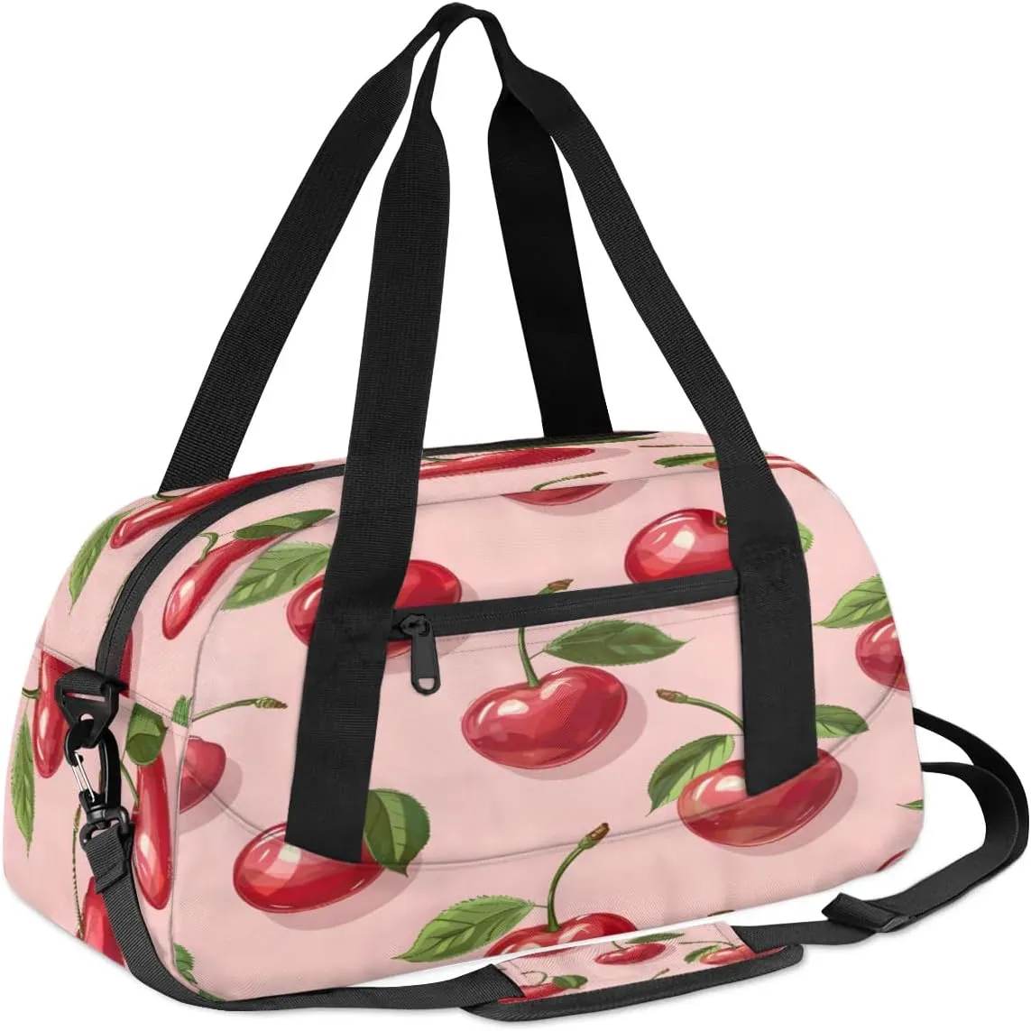 Sport Duffel Bag Cherry Theme Kids Gym Bag Weekender Overnight Bags for Boys Girls Teens Carry On Workout Travel Bag