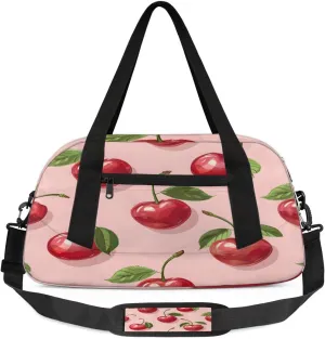 Sport Duffel Bag Cherry Theme Kids Gym Bag Weekender Overnight Bags for Boys Girls Teens Carry On Workout Travel Bag