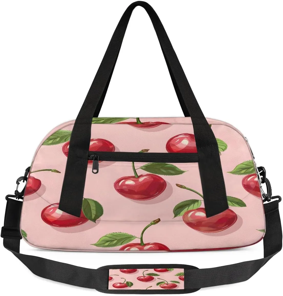 Sport Duffel Bag Cherry Theme Kids Gym Bag Weekender Overnight Bags for Boys Girls Teens Carry On Workout Travel Bag