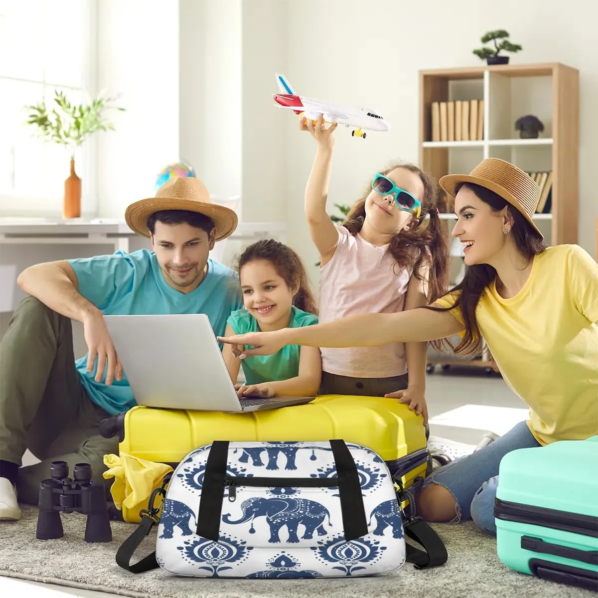 Sport Duffel Bag Elephant Print Kids Gym Bag Weekender Overnight Bags for Boys Girls Teens Carry On Workout Travel Bag