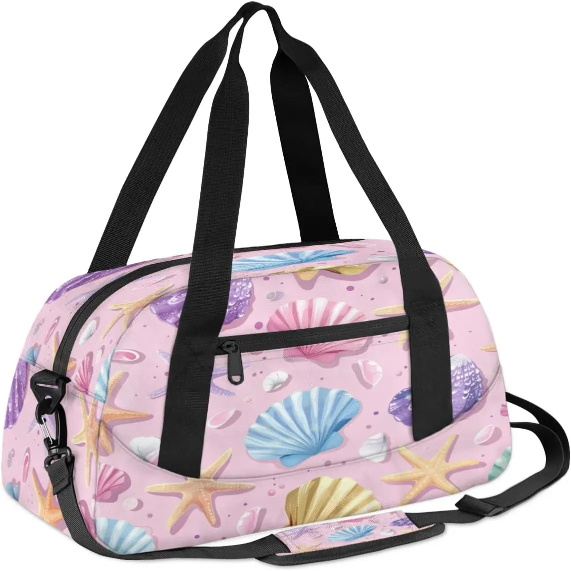 Sport Duffel Bag Seashells Starfishes Kids Gym Bag Weekender Overnight Bags for Boys Girls Teens Carry On Workout Travel Bag