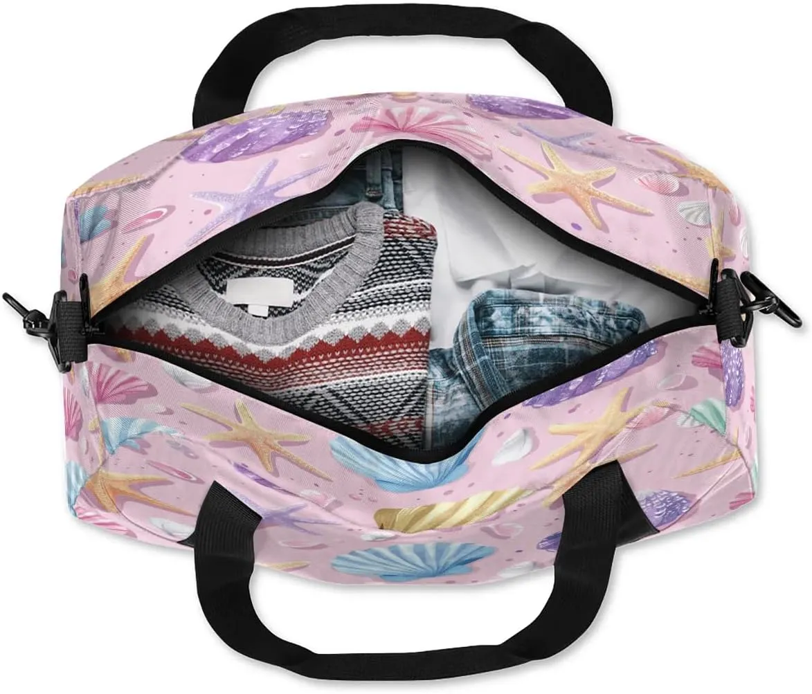 Sport Duffel Bag Seashells Starfishes Kids Gym Bag Weekender Overnight Bags for Boys Girls Teens Carry On Workout Travel Bag