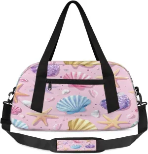 Sport Duffel Bag Seashells Starfishes Kids Gym Bag Weekender Overnight Bags for Boys Girls Teens Carry On Workout Travel Bag