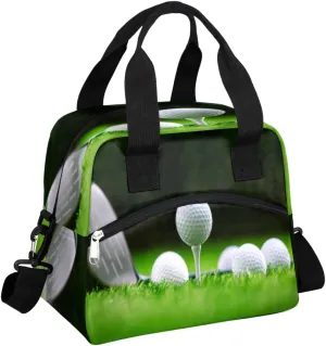 Sport Golfs Pattern Insulated Lunch Bag Women Reusable Lunch Tote for Adult Men Adjustable Shoulder Strap Cooler Durable Lunch Box for Office Work Picnic Travel