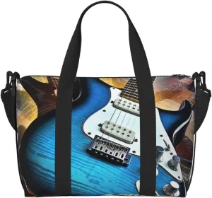 Sports Gym Bag for Women Men Travel Duffel Bag Tote Weekender Bag Carry on Overnight Bag for Travel Swimming Fitness Workout Sports Magic Electric Guitar Music Duffle Bag