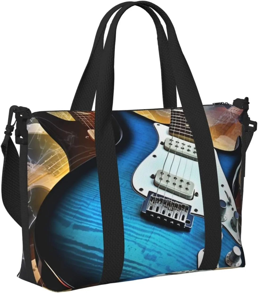 Sports Gym Bag for Women Men Travel Duffel Bag Tote Weekender Bag Carry on Overnight Bag for Travel Swimming Fitness Workout Sports Magic Electric Guitar Music Duffle Bag