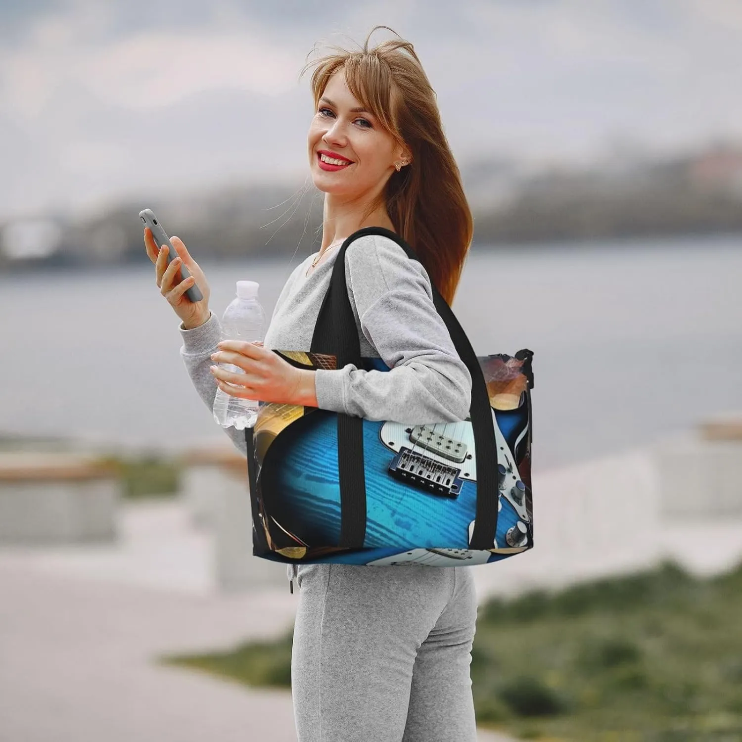 Sports Gym Bag for Women Men Travel Duffel Bag Tote Weekender Bag Carry on Overnight Bag for Travel Swimming Fitness Workout Sports Magic Electric Guitar Music Duffle Bag