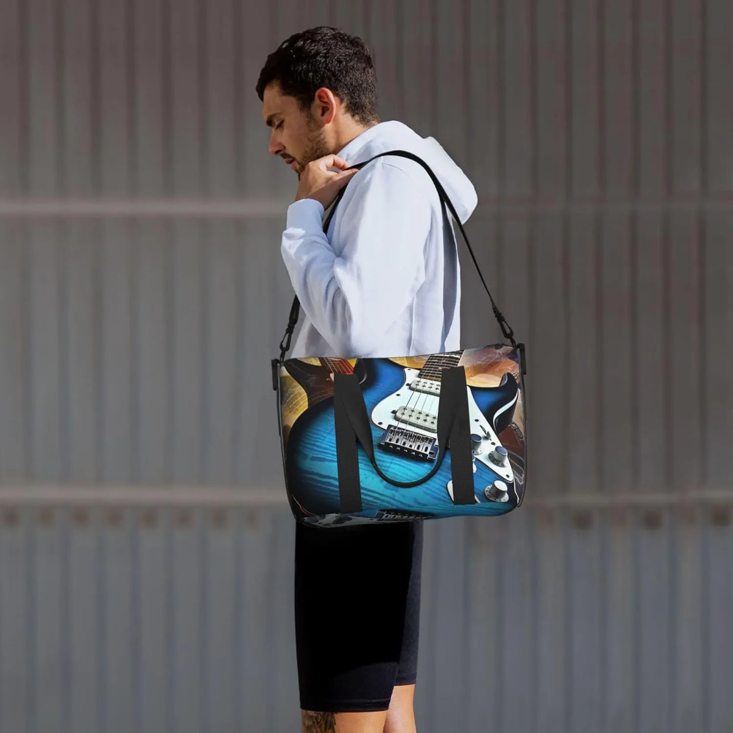 Sports Gym Bag for Women Men Travel Duffel Bag Tote Weekender Bag Carry on Overnight Bag for Travel Swimming Fitness Workout Sports Magic Electric Guitar Music Duffle Bag