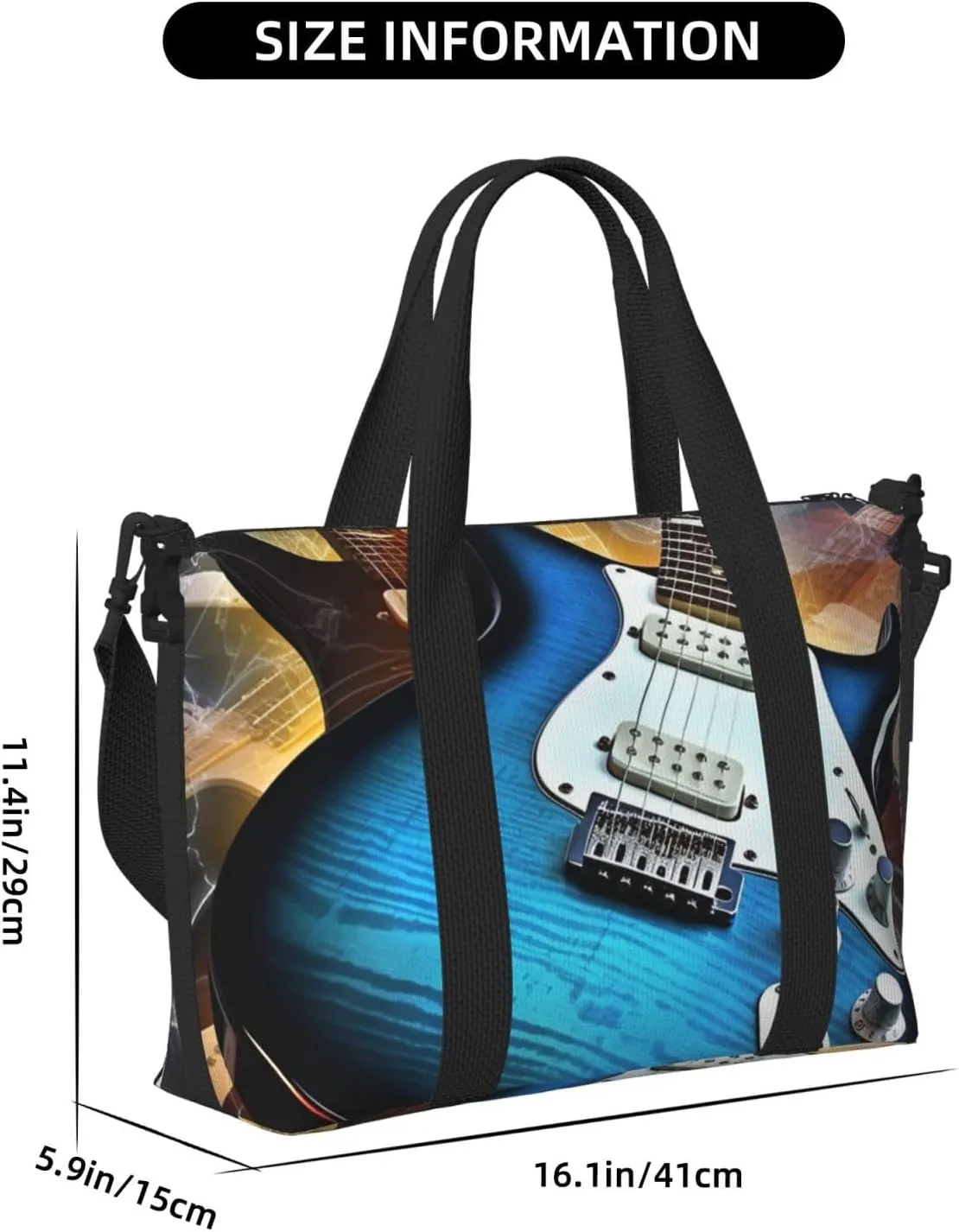 Sports Gym Bag for Women Men Travel Duffel Bag Tote Weekender Bag Carry on Overnight Bag for Travel Swimming Fitness Workout Sports Magic Electric Guitar Music Duffle Bag