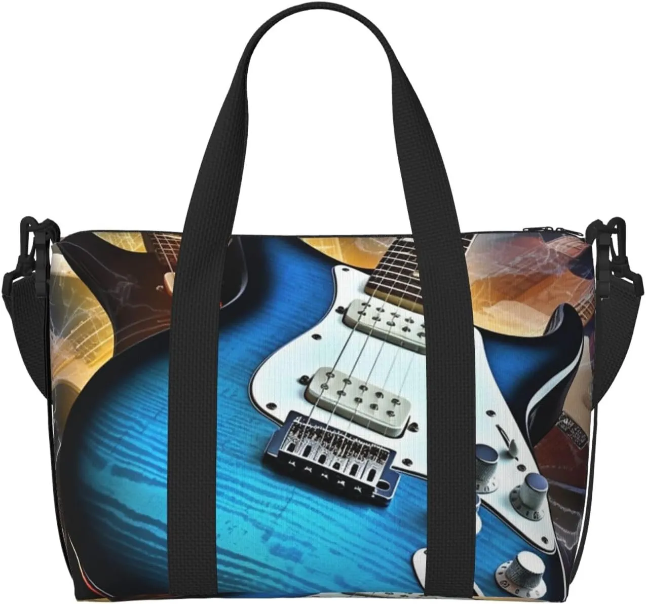 Sports Gym Bag for Women Men Travel Duffel Bag Tote Weekender Bag Carry on Overnight Bag for Travel Swimming Fitness Workout Sports Magic Electric Guitar Music Duffle Bag
