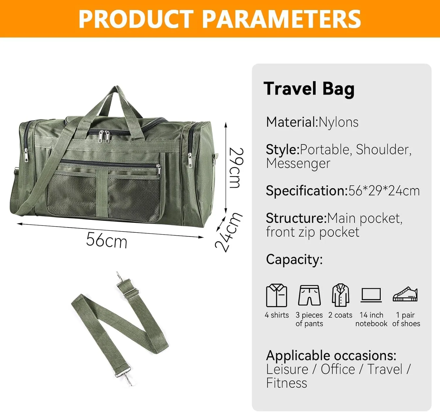 Sports Gym Bag for Women Men Waterproof Large 40L Collapsible Training Sports with Shoulder Strap Holdall (Green)