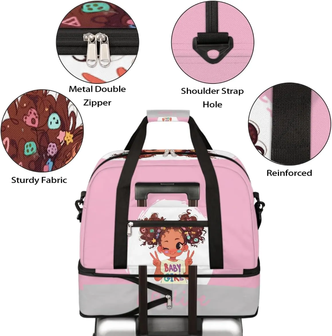 Sports Gym Bag Lively African Girl Large Travel Duffel Bag With Shoe Compartment Foldable Waterproof Carry-On Weekend Travel Bags for Camping Overnight Yoga Hospital Travel Bags