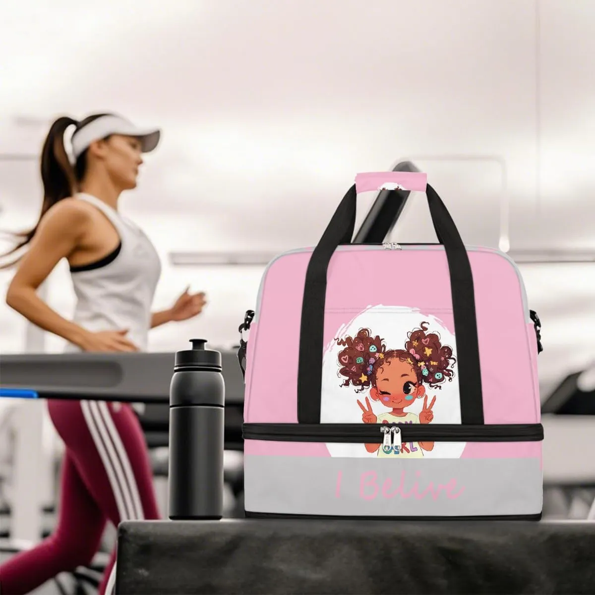 Sports Gym Bag Lively African Girl Large Travel Duffel Bag With Shoe Compartment Foldable Waterproof Carry-On Weekend Travel Bags for Camping Overnight Yoga Hospital Travel Bags