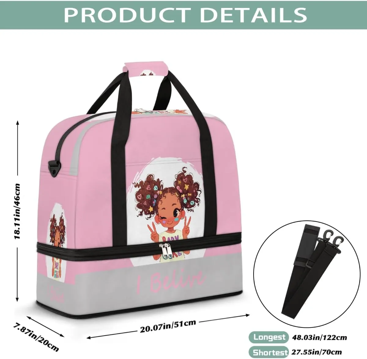 Sports Gym Bag Lively African Girl Large Travel Duffel Bag With Shoe Compartment Foldable Waterproof Carry-On Weekend Travel Bags for Camping Overnight Yoga Hospital Travel Bags