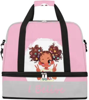 Sports Gym Bag Lively African Girl Large Travel Duffel Bag With Shoe Compartment Foldable Waterproof Carry-On Weekend Travel Bags for Camping Overnight Yoga Hospital Travel Bags