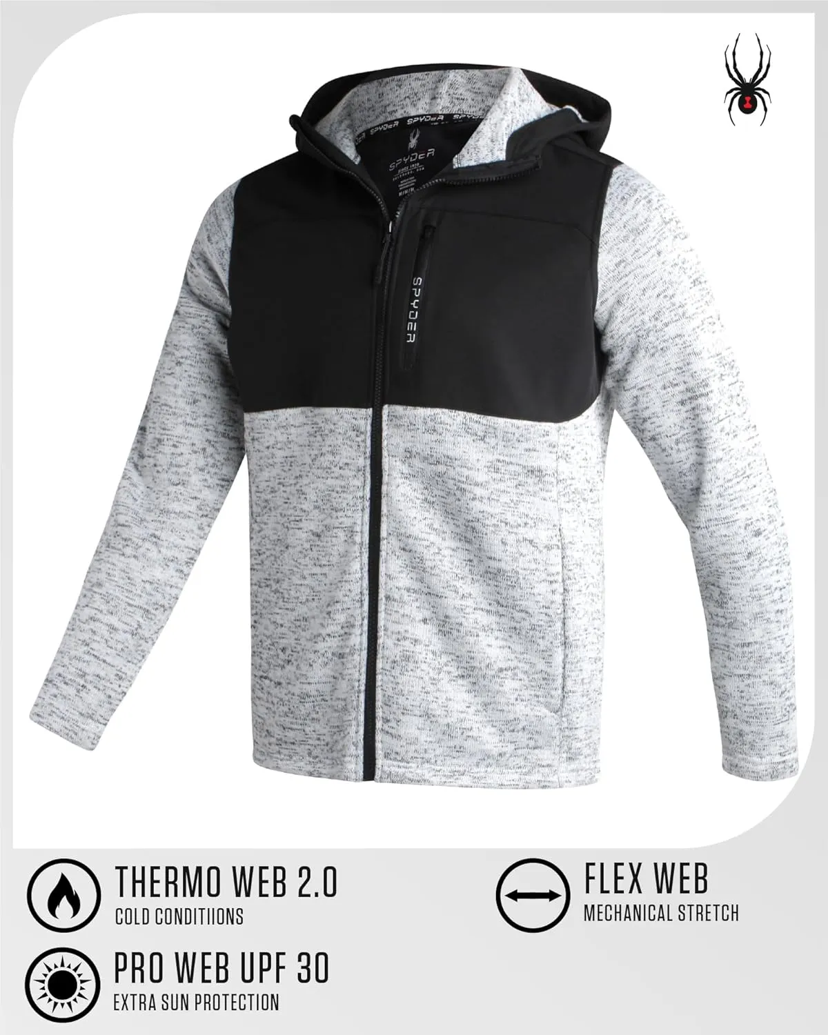 Spyder Mens Fleece Jacket - Insulated Full Zip Sweater Jackets for Men - Hiking Outdoor Performance Mens Lightweight Jackets