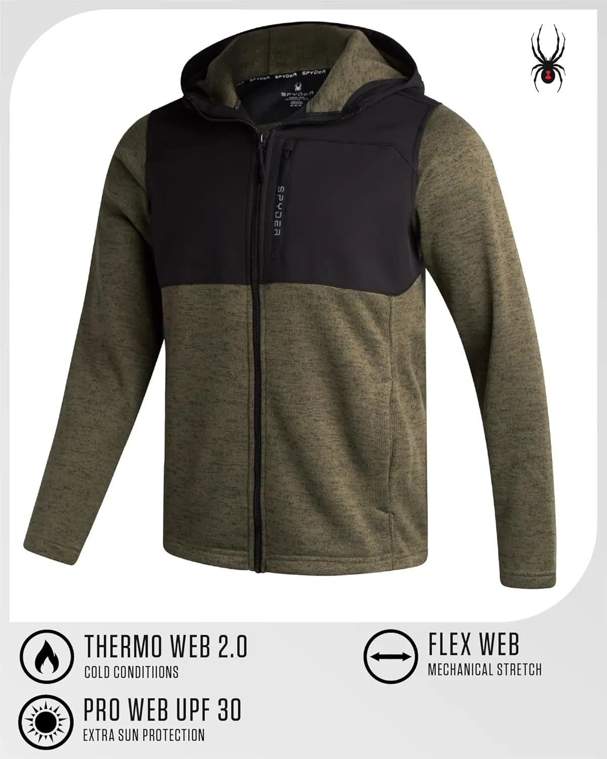 Spyder Mens Fleece Jacket - Insulated Full Zip Sweater Jackets for Men - Hiking Outdoor Performance Mens Lightweight Jackets