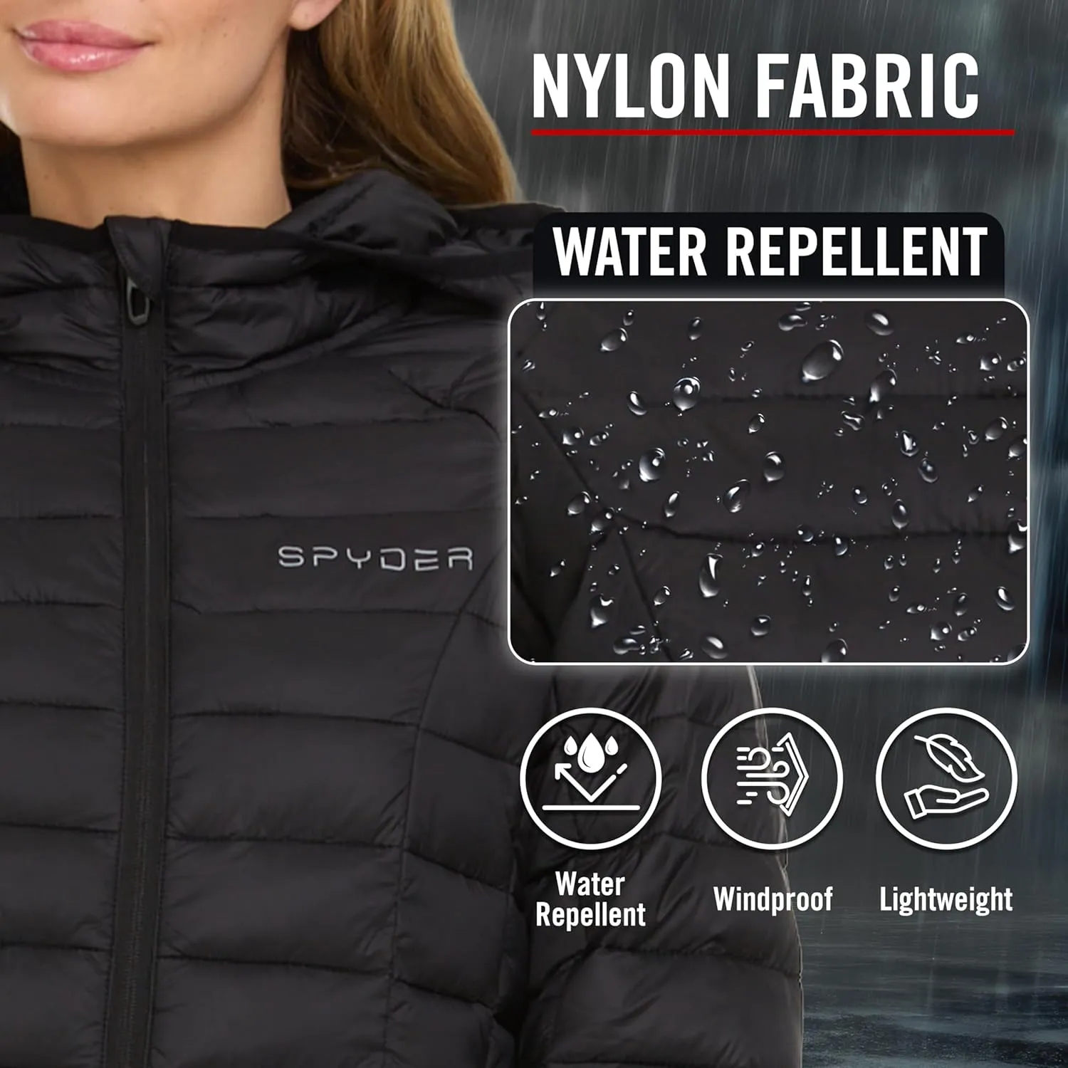 Spyder Packable Puffer Jacket Womens with Hood, Lightweight Full Zip Winter Quilted Womens Puffer Coat