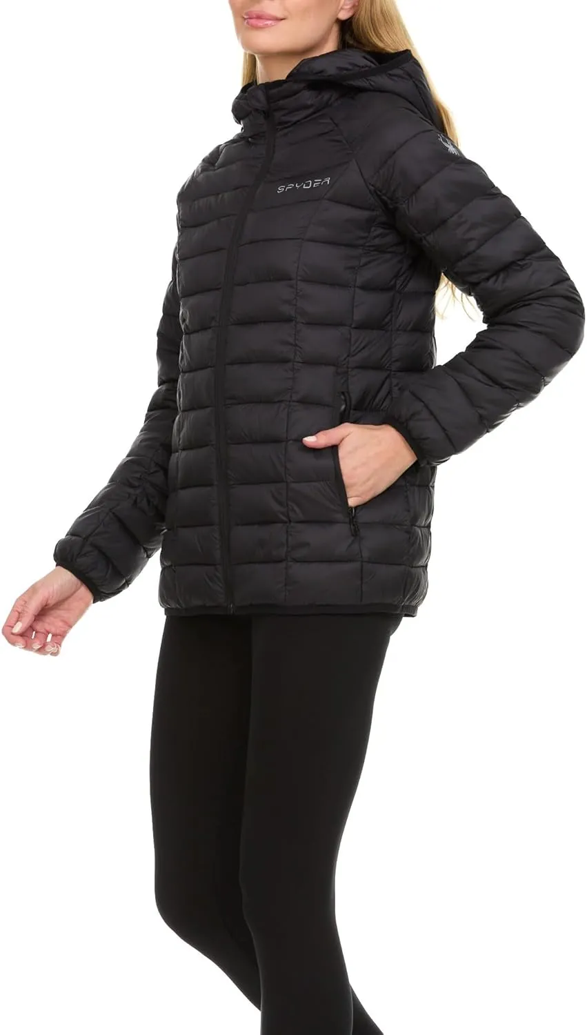Spyder Packable Puffer Jacket Womens with Hood, Lightweight Full Zip Winter Quilted Womens Puffer Coat
