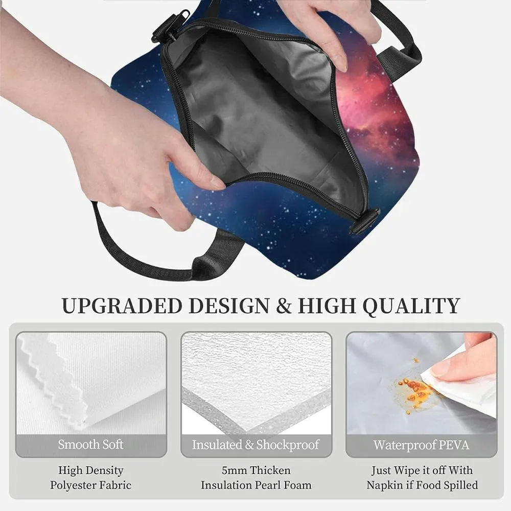 Star field vivid night sky space nebula and galaxies the astronomy Insulated Adult Lunch Bag with Shoulder Strap for Women Lightweight Reusable Portable Freezable Lunch Tote Bag for Work Picnic