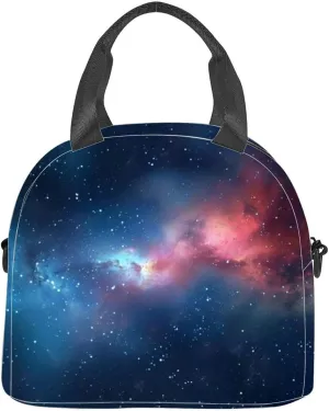 Star field vivid night sky space nebula and galaxies the astronomy Insulated Adult Lunch Bag with Shoulder Strap for Women Lightweight Reusable Portable Freezable Lunch Tote Bag for Work Picnic