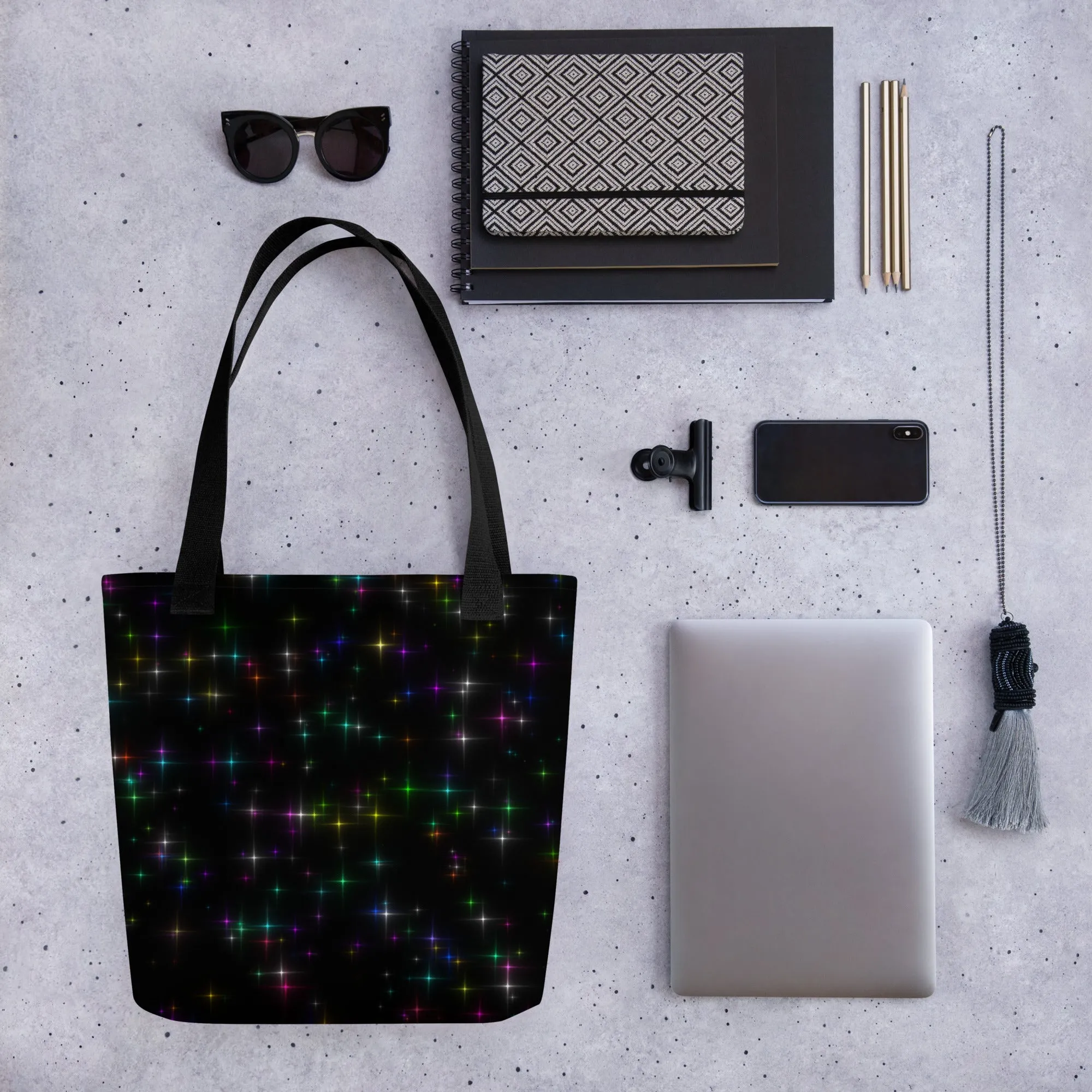Starry Night Rainbow All Over Print Tote Bag