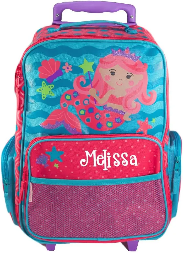 Stephen Joseph Kids Luggage - Personalized Carry On Luggage - Mermaid Travel Bag - Rolling Bag with Custom Name