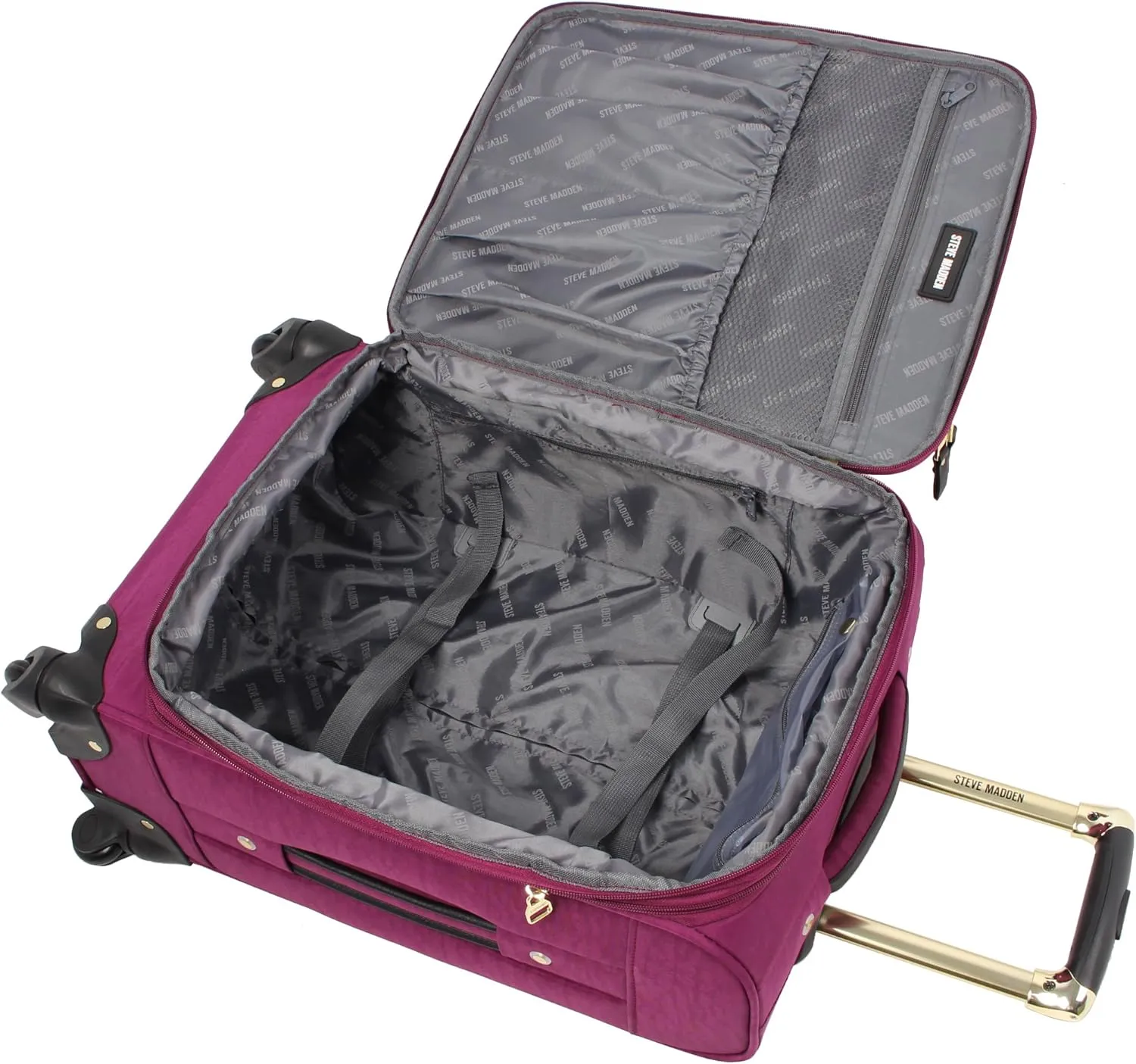 Steve Madden Unisex-Adult (Luggage only) Carry on Bag with Spinner Wheels, Peek-a-Boo Purple, 20in