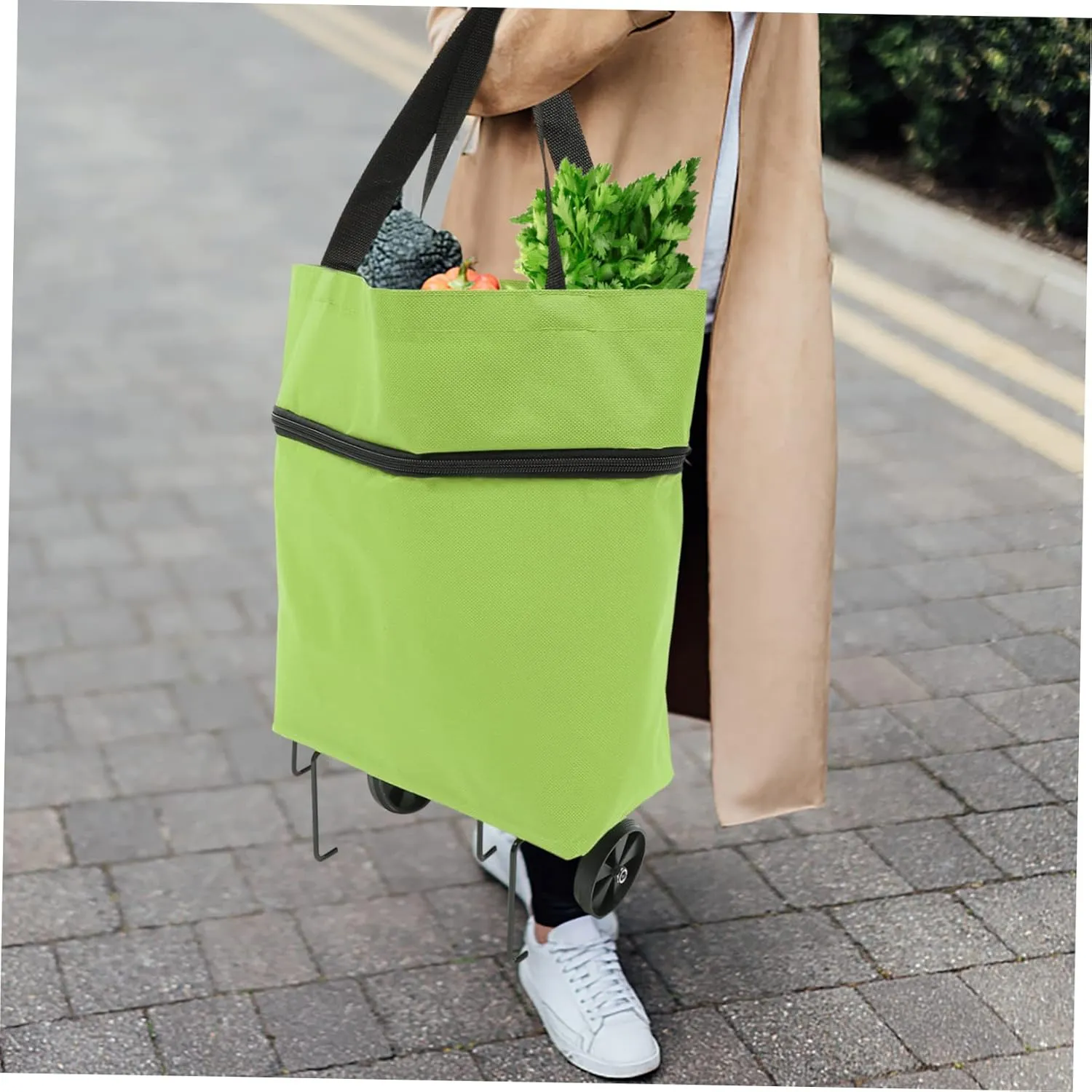 Storage Bag with Wheels Wagon Bag Wheels Oversized Tote Bag Folding Shopping Bags Cricket Bags with