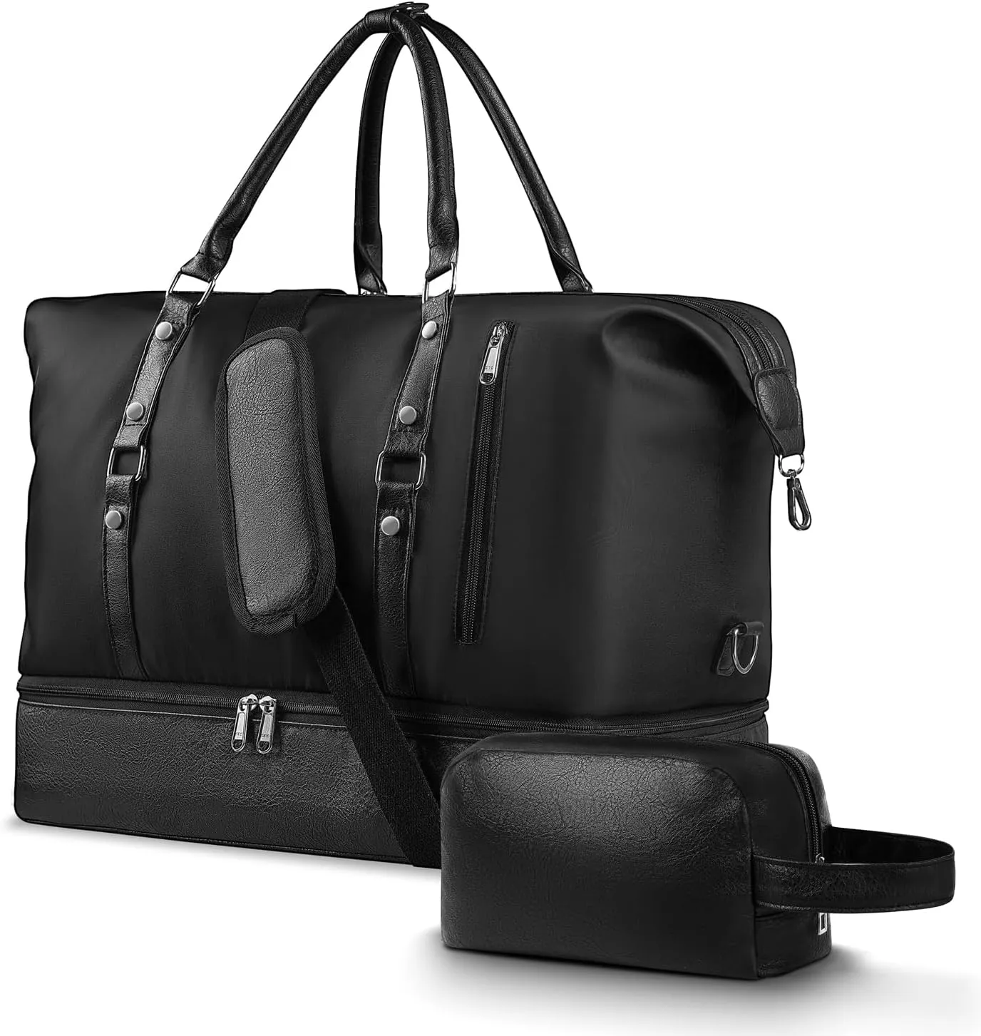 Stouchi Large Travel Duffel Bag - Carry On Overnight Weekender with Wet Pocket Toiletry Bag for Business Trips, Gym, Yoga, Sports, Black
