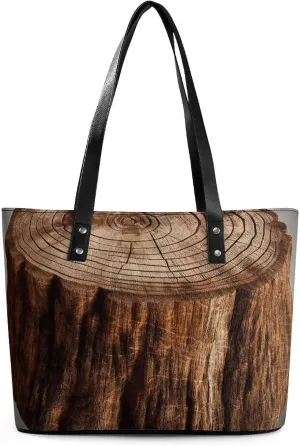 Stump of Oak Tree Leather Lady's Handbag Crossbody Purse for Women Ladies Soft Shoulder Bag Medium Roomy Handbag Fashion Tote Top Handle Satchel