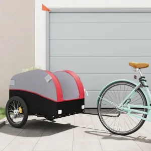 Sturdy and Bike Trailer for Heavy Goods, Load Capacity 99.2 lb, Iron Frame, Black and Red Color