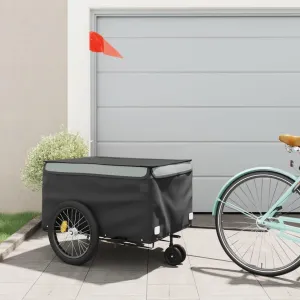 Sturdy Bike Trailer for Heavy Load Transport, Iron Frame, High Capacity, Black and Gray