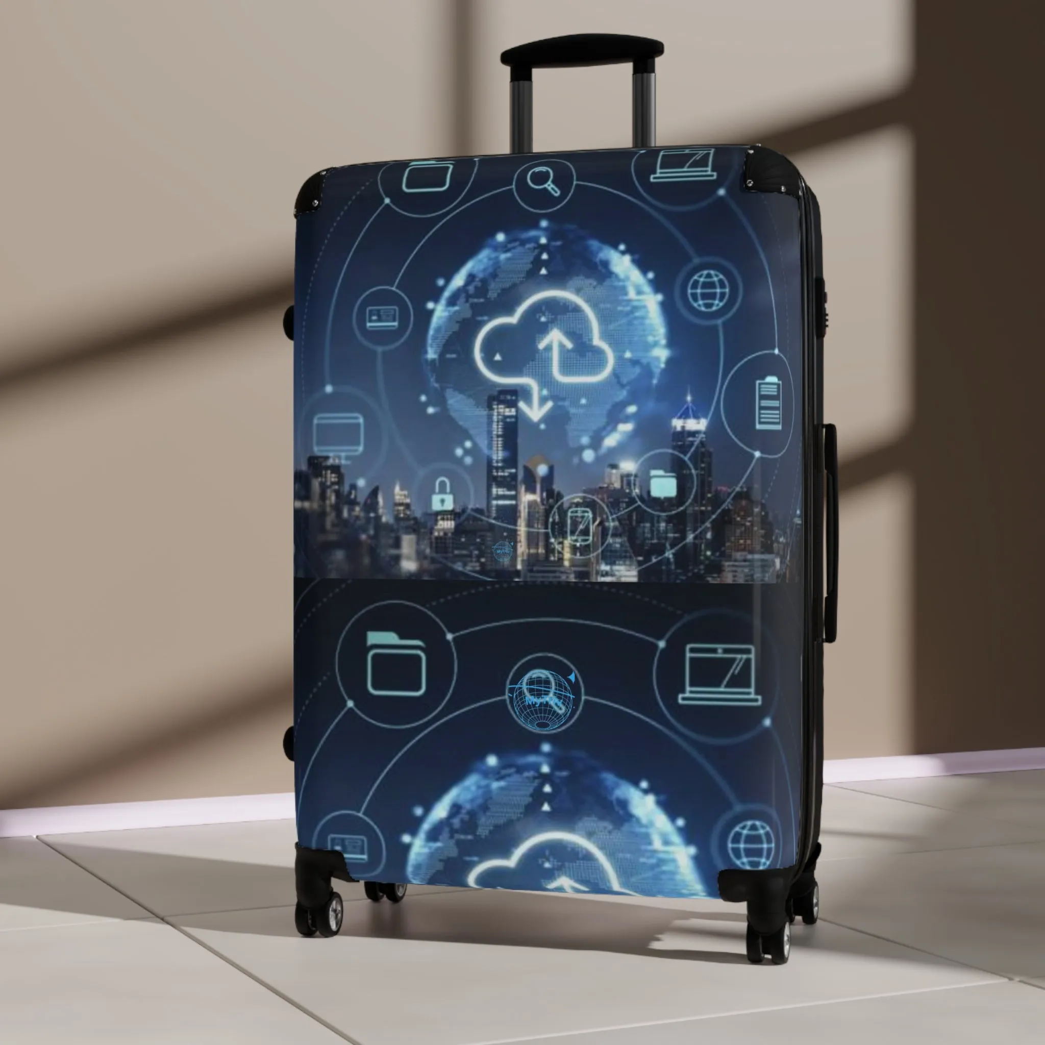 Stylish Smart Travel Suitcase with Tech-Inspired Design