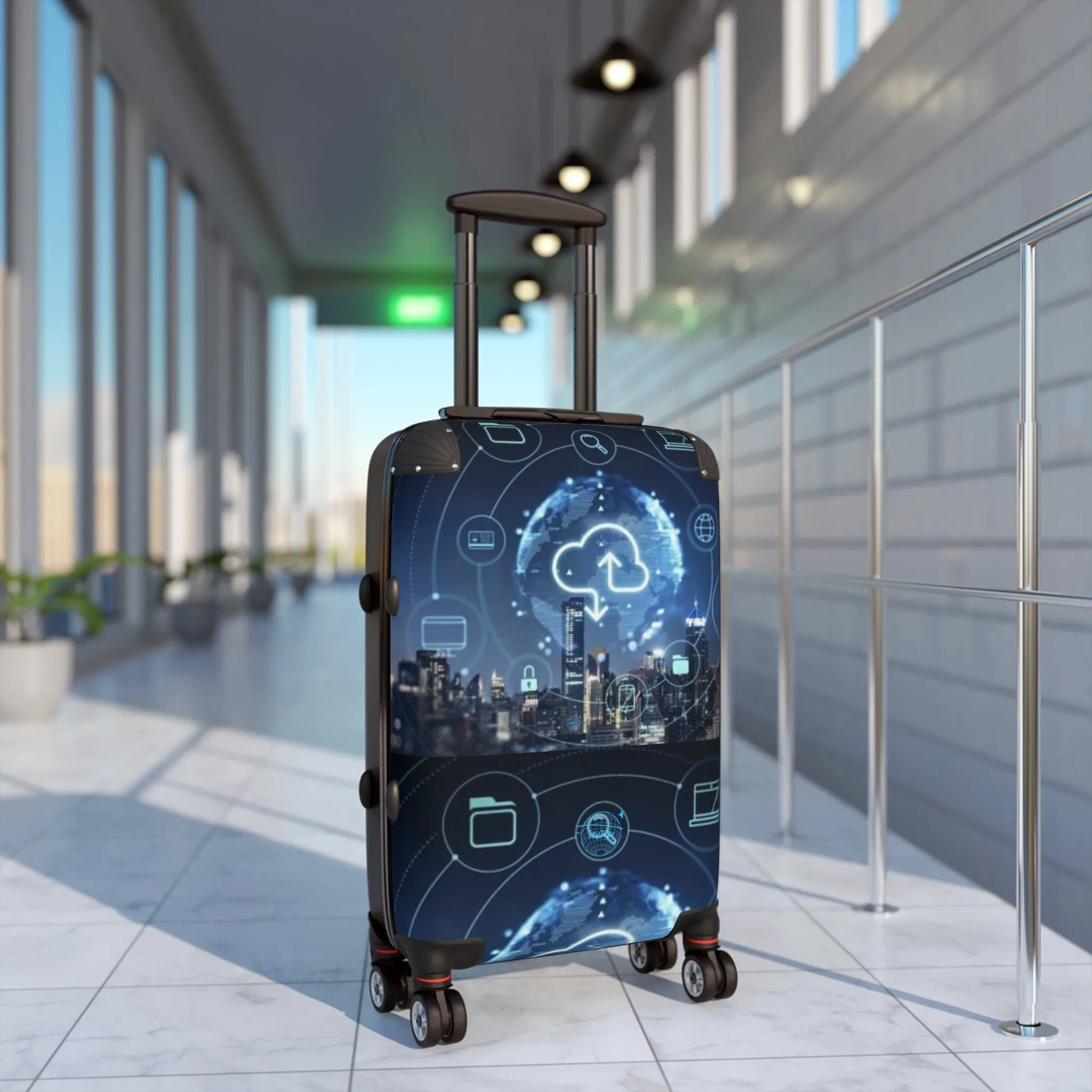 Stylish Smart Travel Suitcase with Tech-Inspired Design